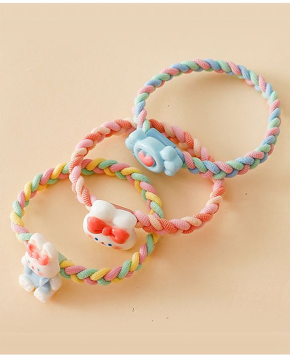 Pine Kids Colorful Knot and Fancy Loop Hair Rubber Bands - Pink & Blue