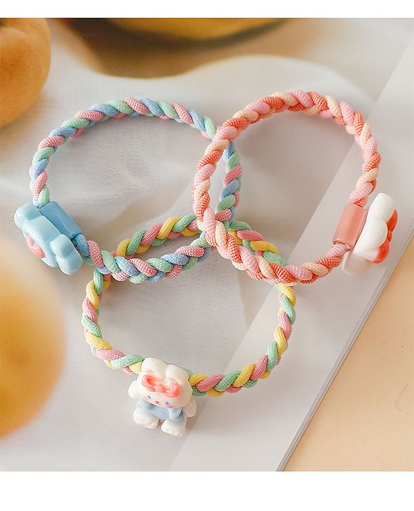 Pine Kids Colorful Knot and Fancy Loop Hair Rubber Bands - Pink & Blue
