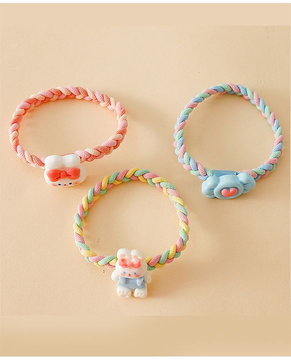Pine Kids Colorful Knot and Fancy Loop Hair Rubber Bands - Pink & Blue