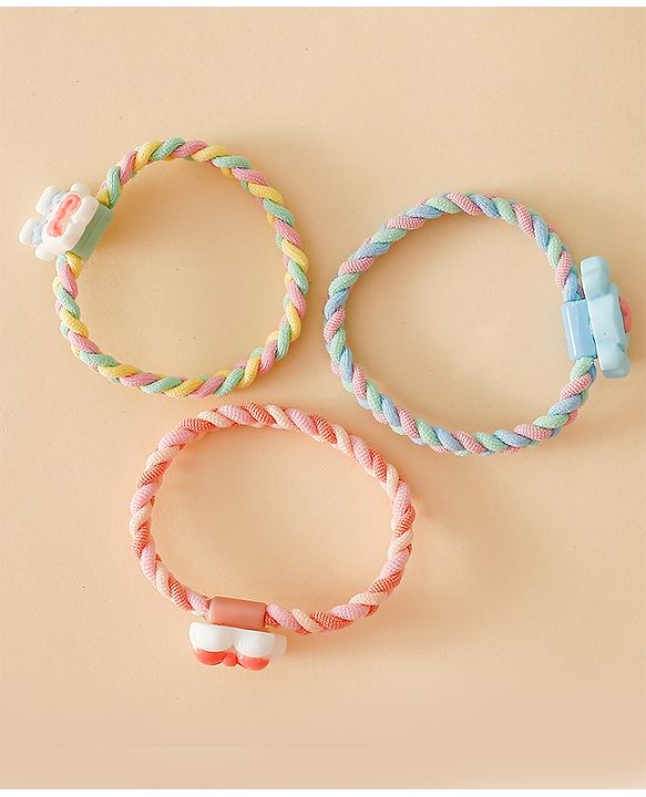 Pine Kids Colorful Knot and Fancy Loop Hair Rubber Bands - Pink & Blue