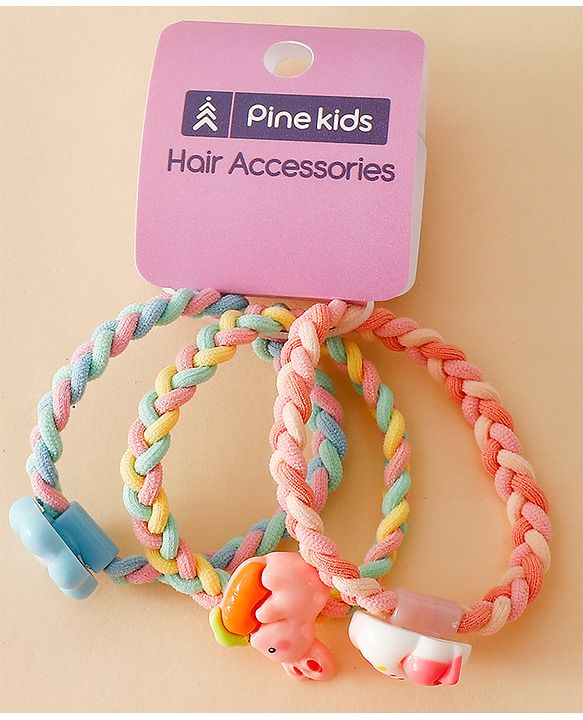 Pine Kids Colorful Knot and Fancy Loop Hair Rubber Bands - Pink & Blue