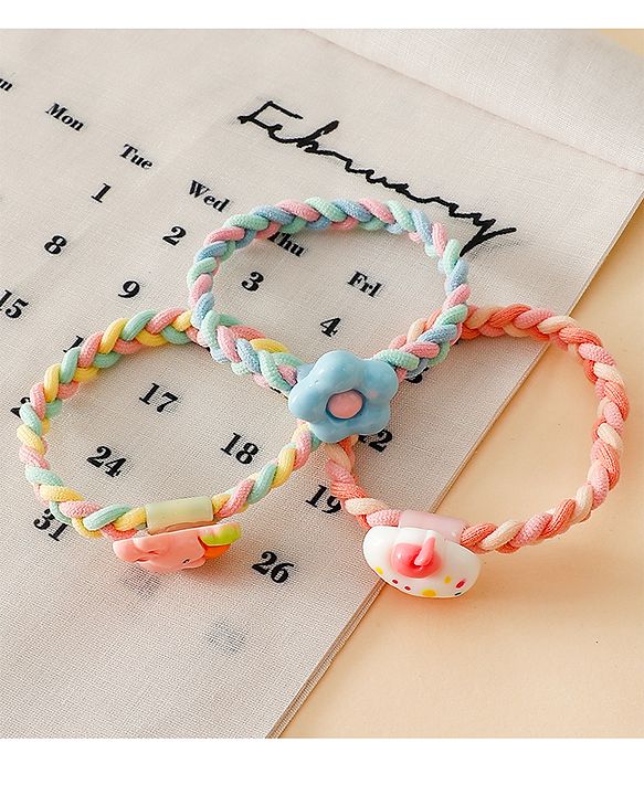 Pine Kids Colorful Knot and Fancy Loop Hair Rubber Bands - Pink & Blue