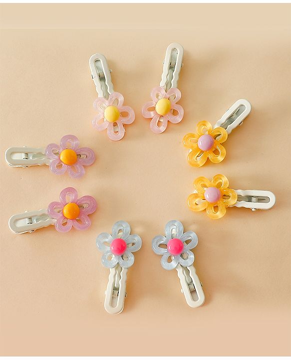 Babyhug Floral Bloom Hair Clips - PInk & Purple