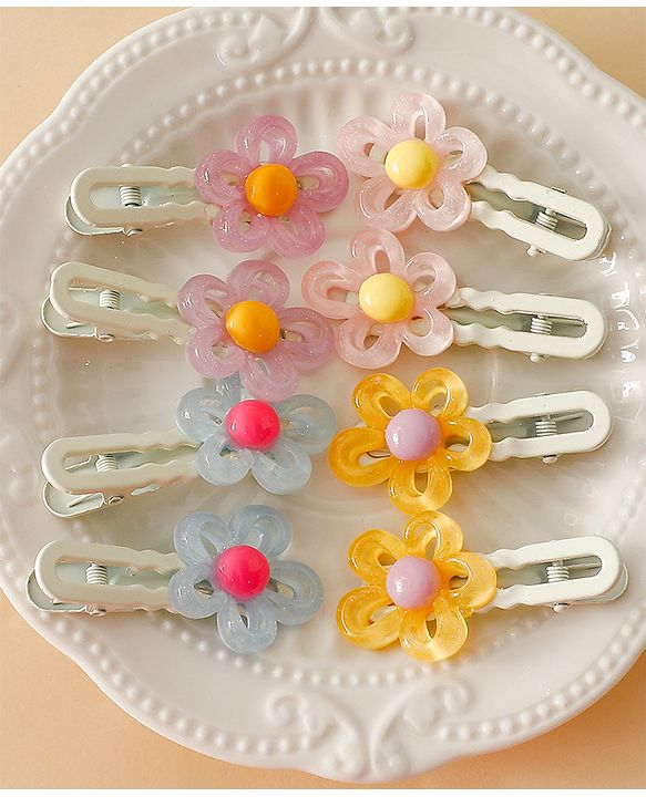 Babyhug Floral Bloom Hair Clips - PInk & Purple
