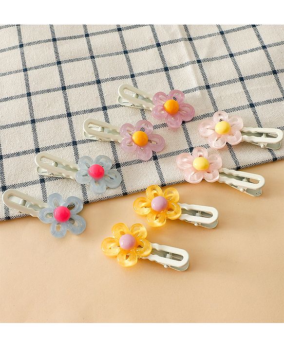 Babyhug Floral Bloom Hair Clips - PInk & Purple