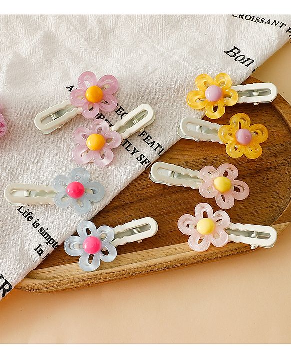 Babyhug Floral Bloom Hair Clips - PInk & Purple