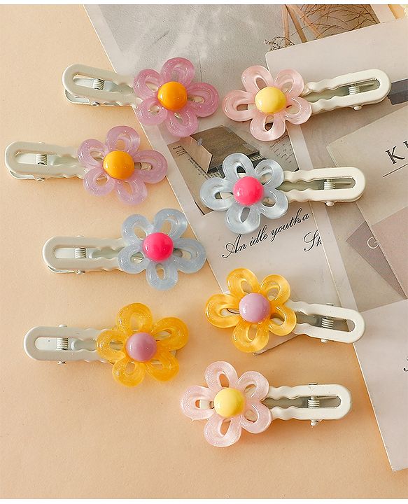 Babyhug Floral Bloom Hair Clips - PInk & Purple