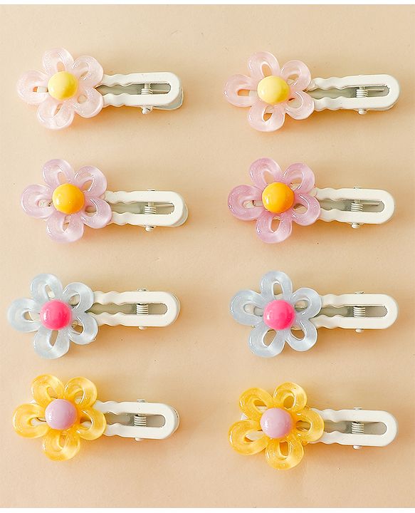 Babyhug Floral Bloom Hair Clips - PInk & Purple