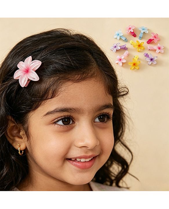 Babyhug Floral Bloom Hair Clips - PInk & Purple