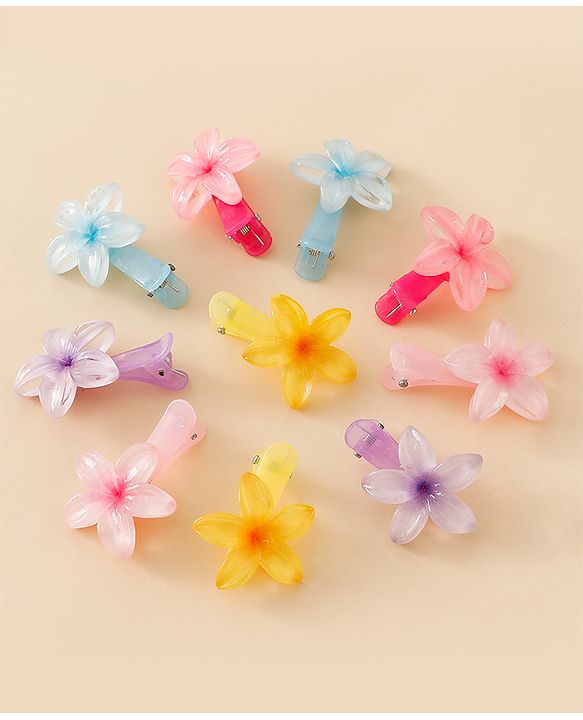 Babyhug Floral Bloom Hair Clips - PInk & Purple