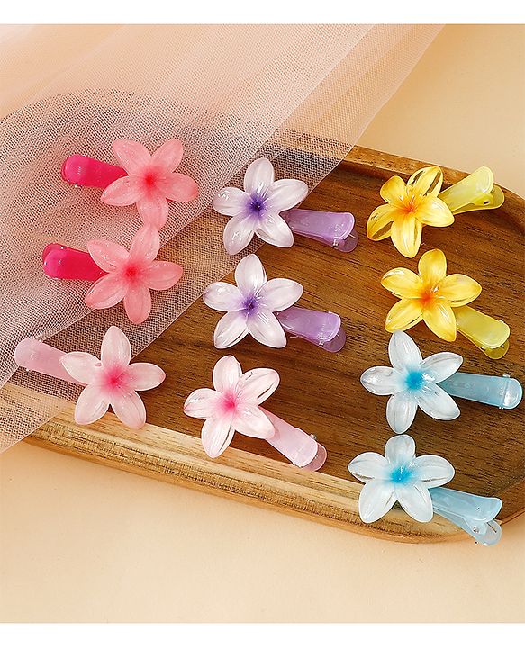 Babyhug Floral Bloom Hair Clips - PInk & Purple