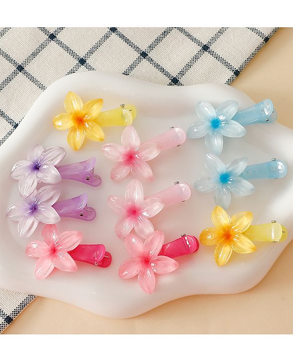 Babyhug Floral Bloom Hair Clips - PInk & Purple