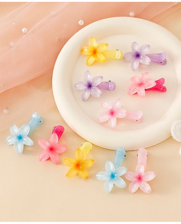 Babyhug Floral Bloom Hair Clips - PInk & Purple