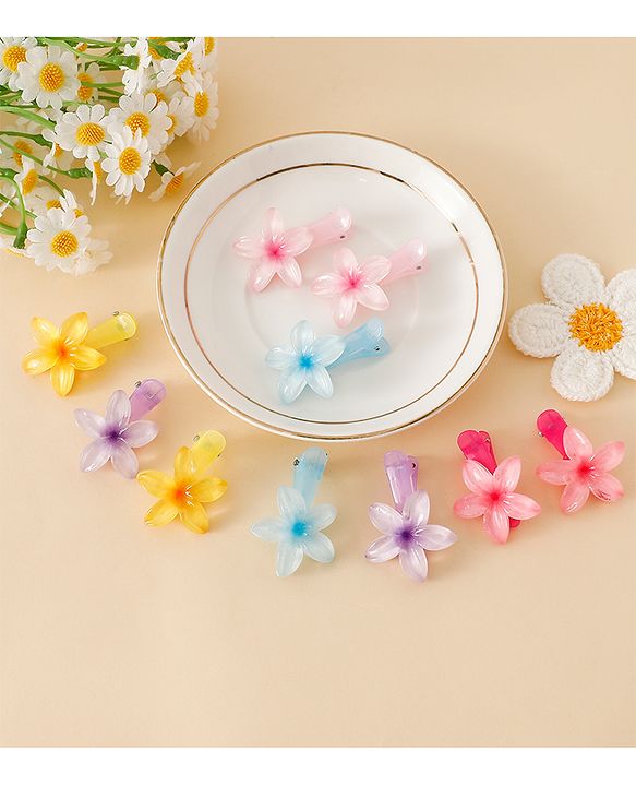 Babyhug Floral Bloom Hair Clips - PInk & Purple