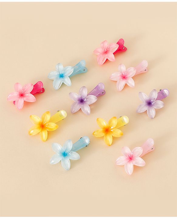 Babyhug Floral Bloom Hair Clips - PInk & Purple