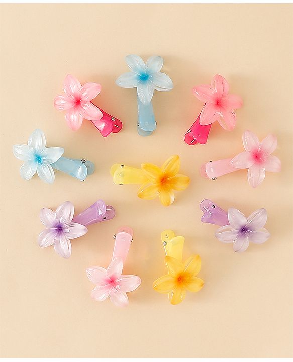 Babyhug Floral Bloom Hair Clips - PInk & Purple