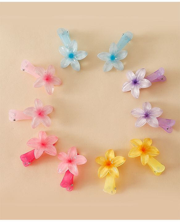 Babyhug Floral Bloom Hair Clips - PInk & Purple