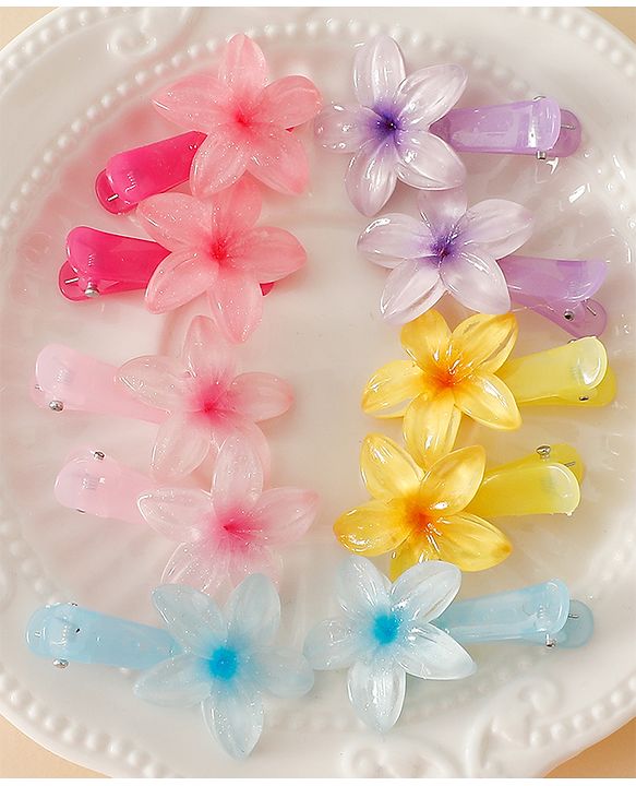 Babyhug Floral Bloom Hair Clips - PInk & Purple