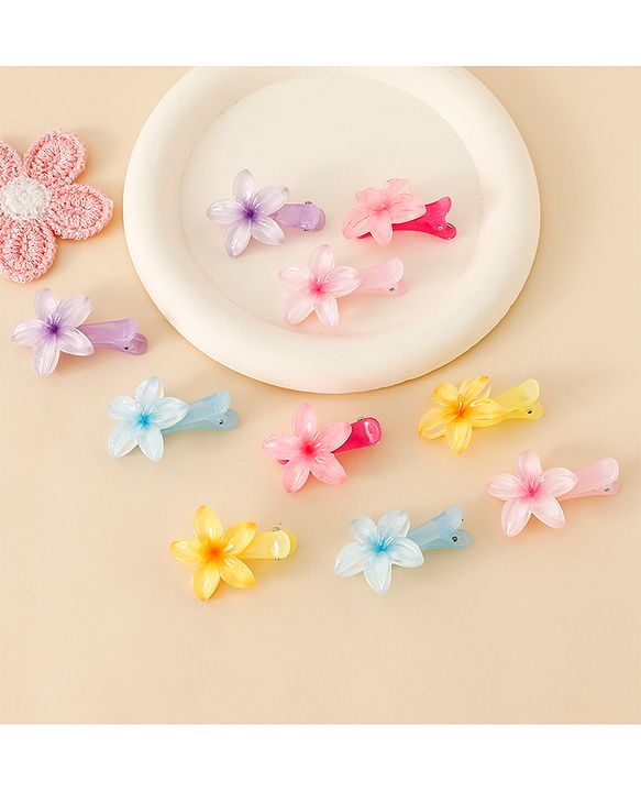 Babyhug Floral Bloom Hair Clips - PInk & Purple