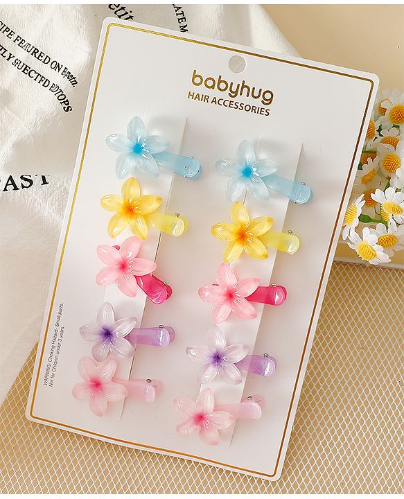 Babyhug Floral Bloom Hair Clips - PInk & Purple