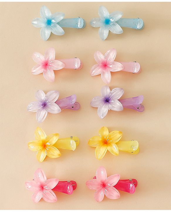 Babyhug Floral Bloom Hair Clips - PInk & Purple