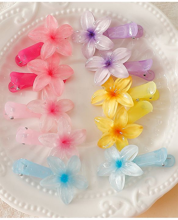 Babyhug Floral Bloom Hair Clips - PInk & Purple