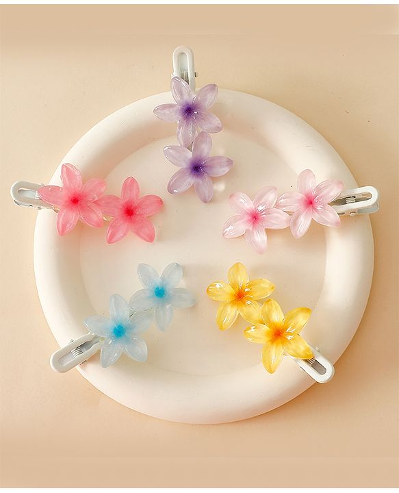 Pine Kids Cute Blossom Hair Clips - PInk & Purple