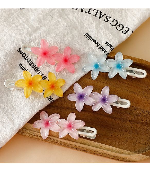 Pine Kids Cute Blossom Hair Clips - PInk & Purple