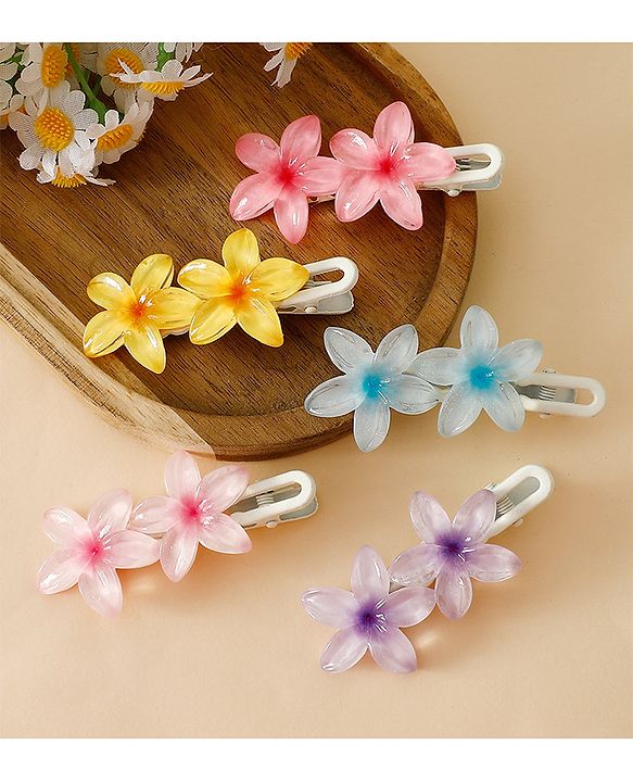 Pine Kids Cute Blossom Hair Clips - PInk & Purple