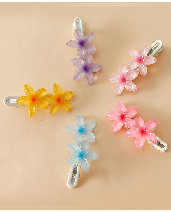 Pine Kids Cute Blossom Hair Clips - PInk & Purple