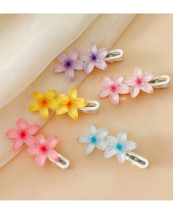 Pine Kids Cute Blossom Hair Clips - PInk & Purple