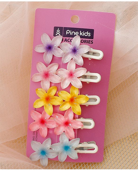 Pine Kids Cute Blossom Hair Clips - PInk & Purple