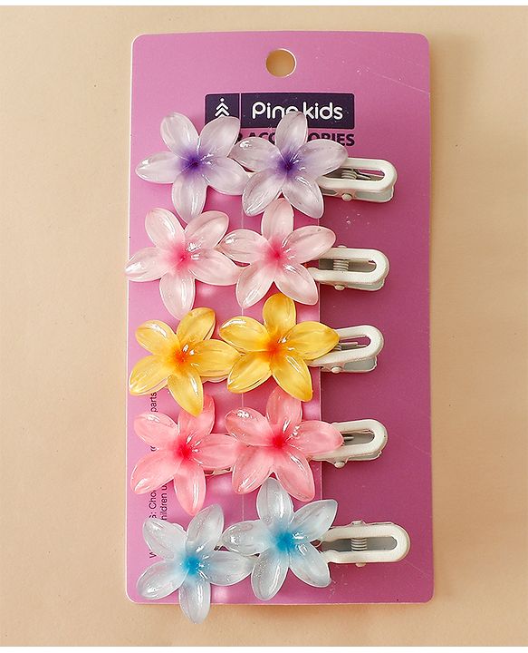 Pine Kids Cute Blossom Hair Clips - PInk & Purple