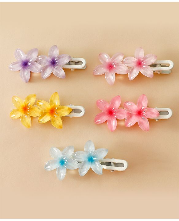 Pine Kids Cute Blossom Hair Clips - PInk & Purple