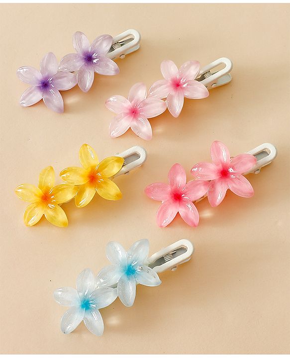 Pine Kids Cute Blossom Hair Clips - PInk & Purple