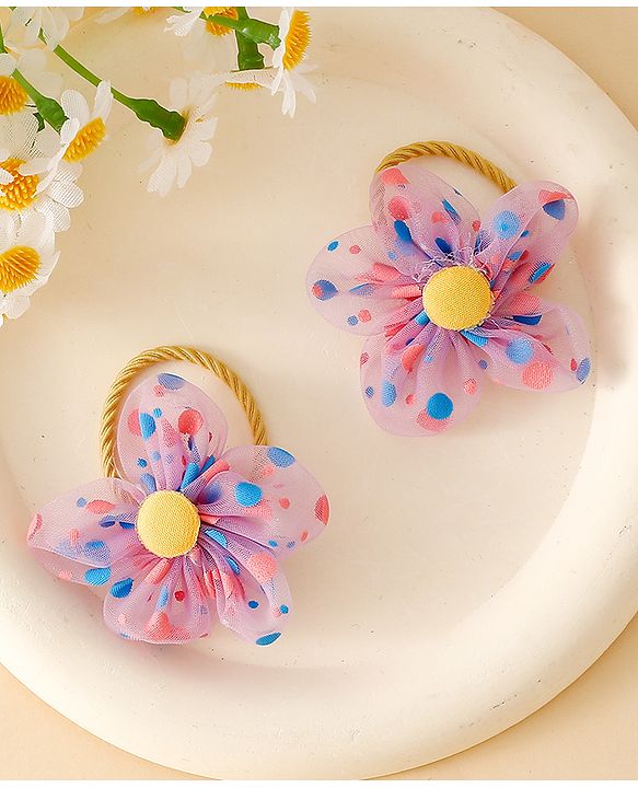 Babyhug Free Size Hair Rubber Bands With Floral Applique Pack of 5 - Multicolor