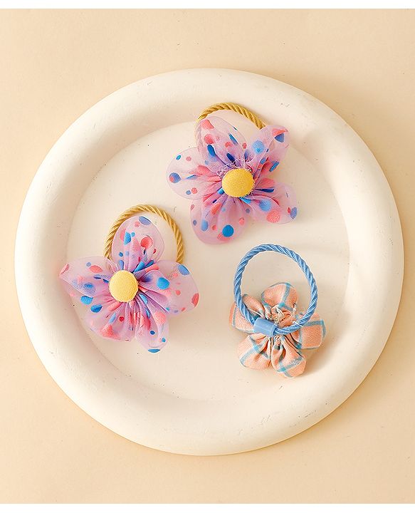 Babyhug Free Size Hair Rubber Bands With Floral Applique Pack of 5 - Multicolor