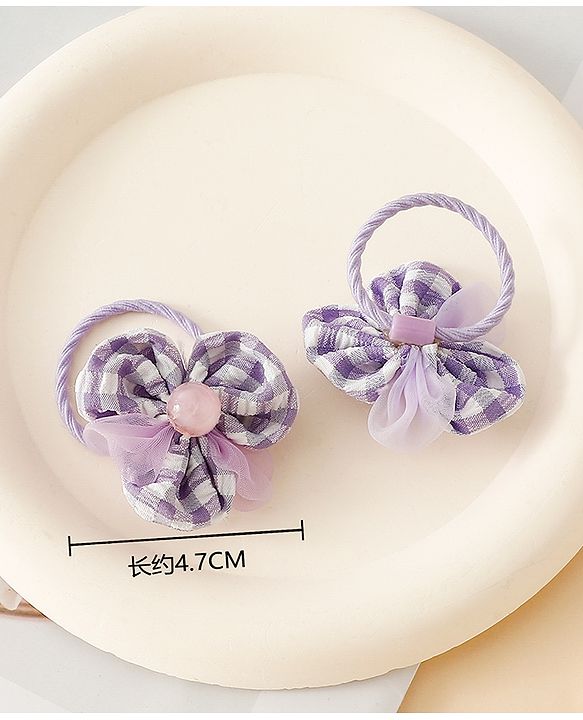 Babyhug Free Size Hair Rubber Bands With Flower Applique Pack of 6 - Purple