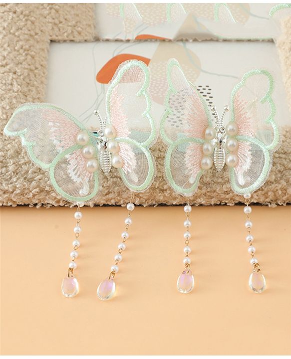Pine Kids Butterfly Pearl Baby Hair Clip - Light Green