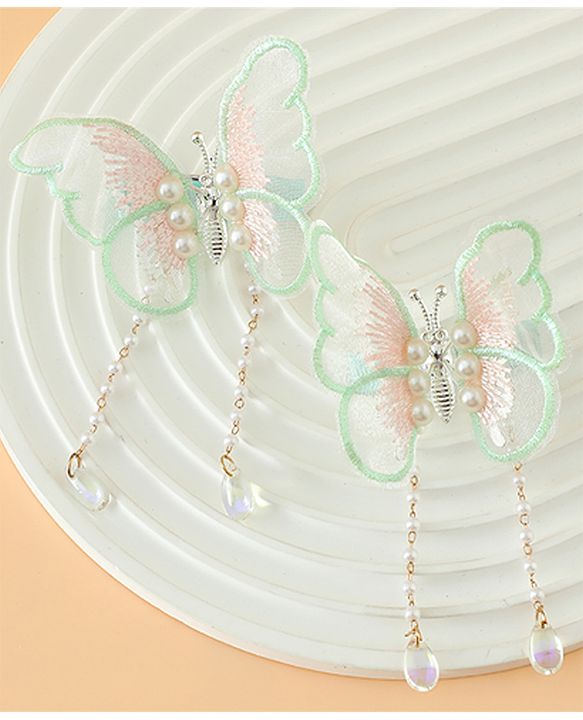 Pine Kids Butterfly Pearl Baby Hair Clip - Light Green