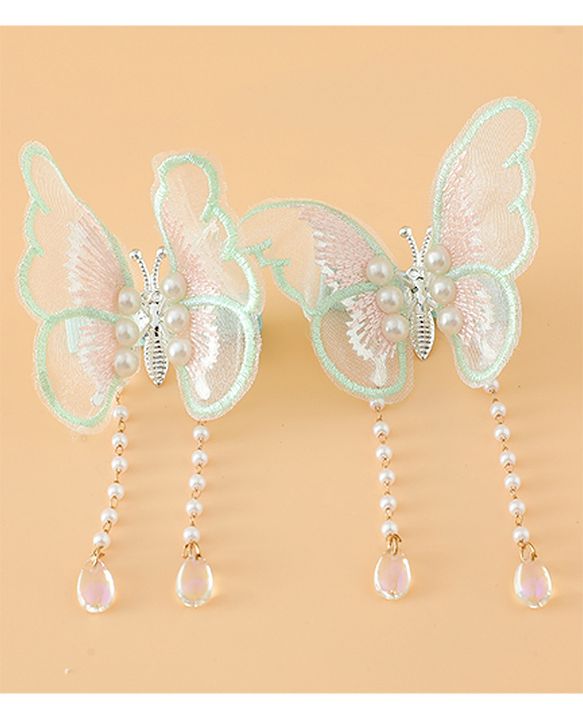 Pine Kids Butterfly Pearl Baby Hair Clip - Light Green