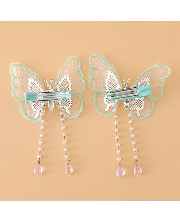 Pine Kids Butterfly Pearl Baby Hair Clip - Light Green