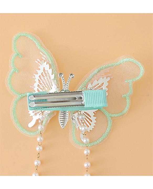 Pine Kids Butterfly Pearl Baby Hair Clip - Light Green