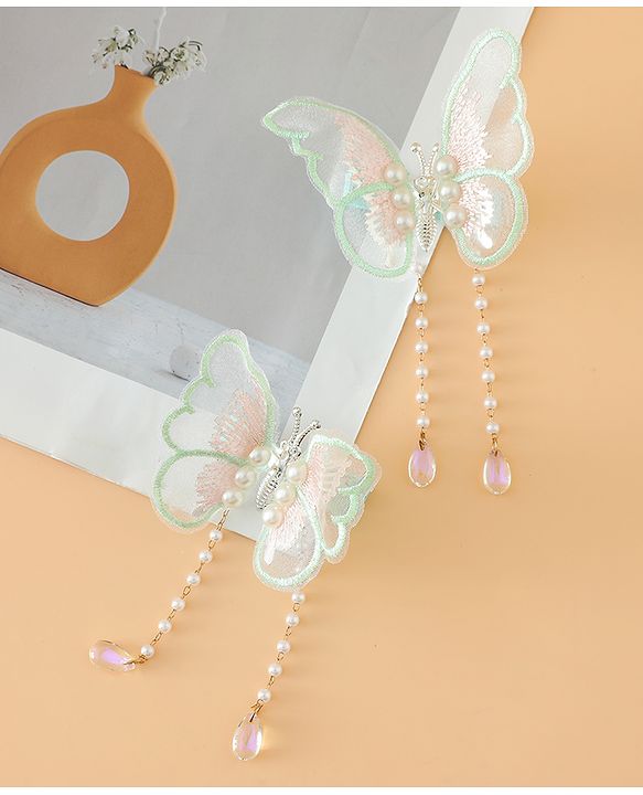 Pine Kids Butterfly Pearl Baby Hair Clip - Light Green