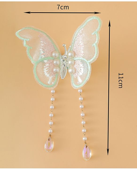 Pine Kids Butterfly Pearl Baby Hair Clip - Light Green
