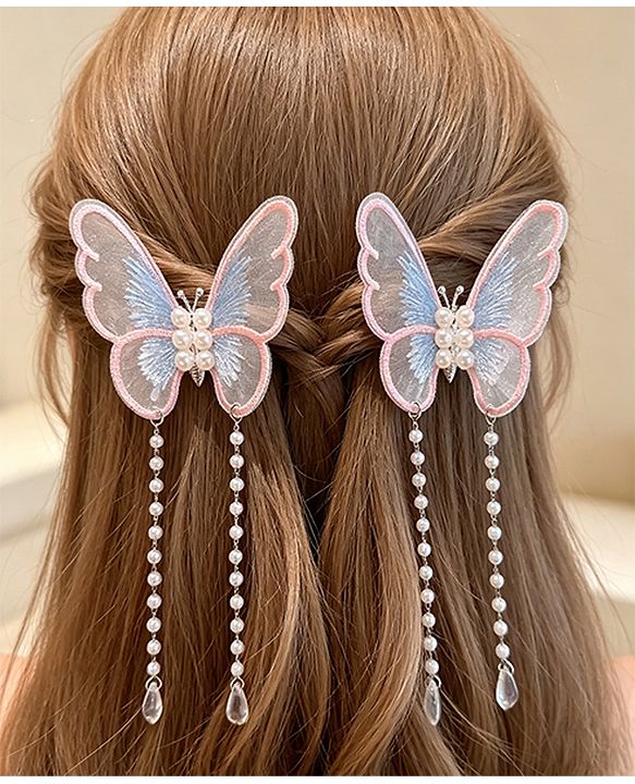Pine Kids Butterfly Pearl Baby Hair Clip - Pink