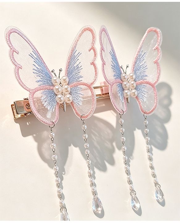 Pine Kids Butterfly Pearl Baby Hair Clip - Pink