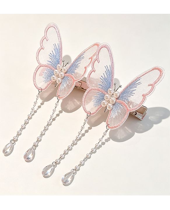 Pine Kids Butterfly Pearl Baby Hair Clip - Pink