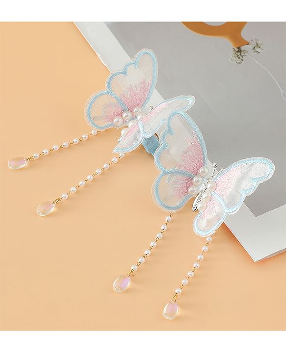 Pine Kids Butterfly Pearl Baby Hair Clip - Light Green - Blue