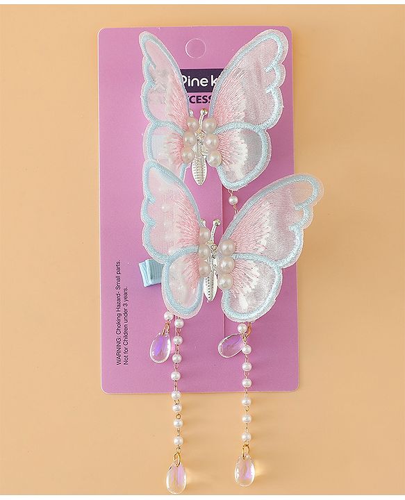 Pine Kids Butterfly Pearl Baby Hair Clip - Light Green - Blue